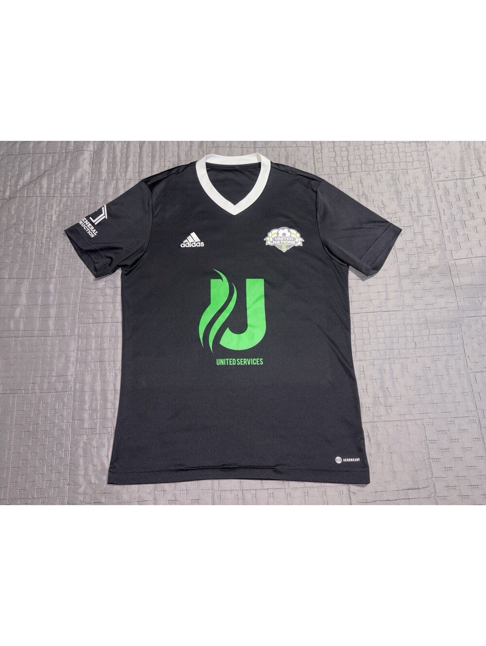 Adidas United Nations FC Soccer Jersey #21 Black Green United Services